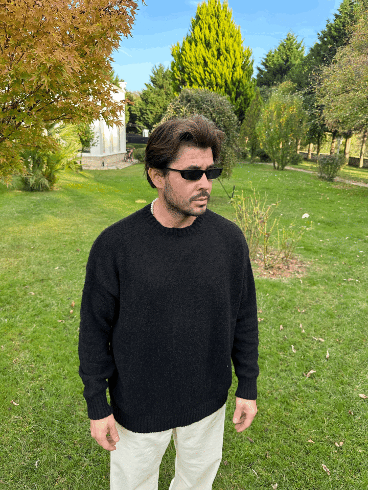 Oversize Basic Triko Kazak Siyah