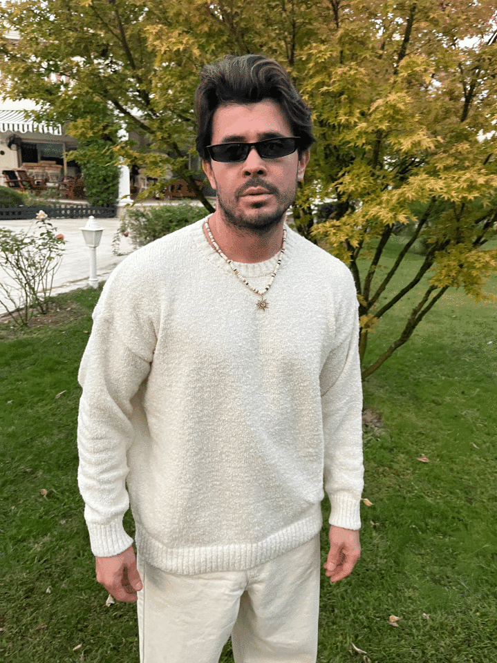 Oversize Basic Triko Kazak Beyaz