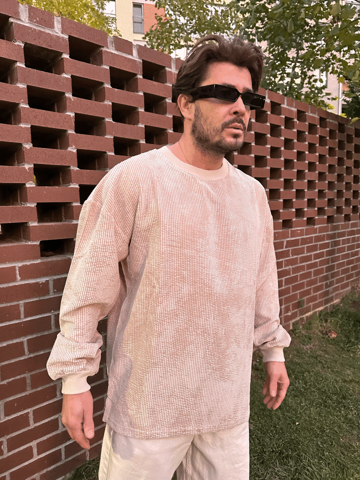 Kadife Oversize Kazak Bej
