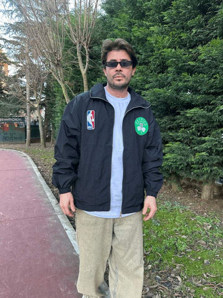 Oversize Baskılı Yağmurluk Siyah
